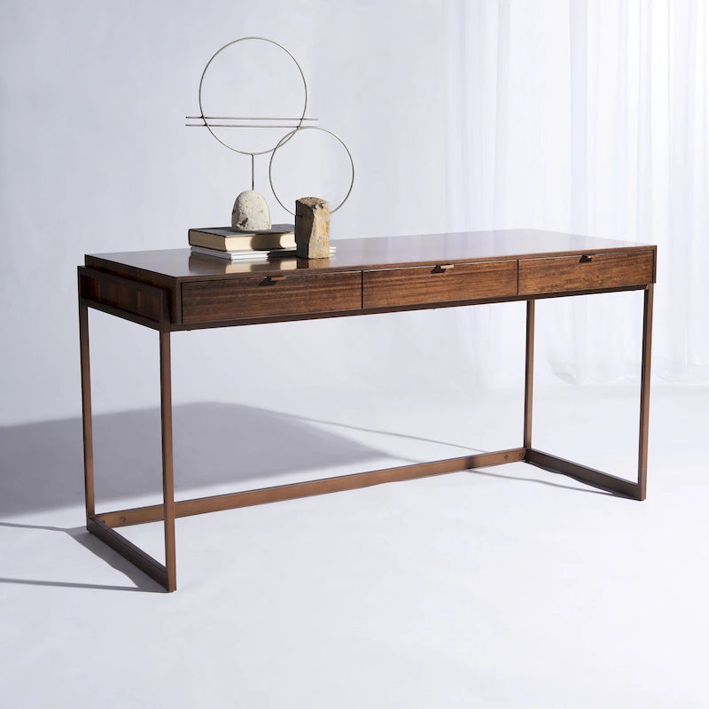 3-Drawer Smoked Eucalyptus Writing Desk