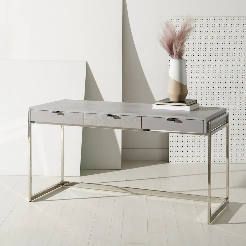3-Drawer Smoked Eucalyptus Writing Desk