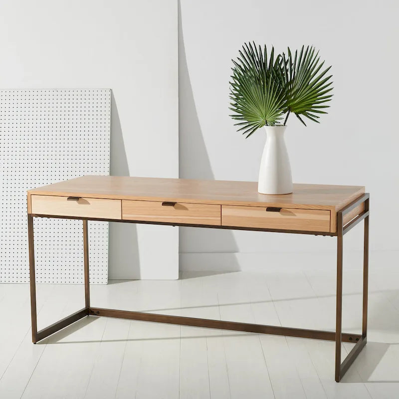 3-Drawer Smoked Eucalyptus Writing Desk