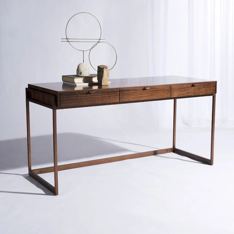 3-Drawer Smoked Eucalyptus Writing Desk