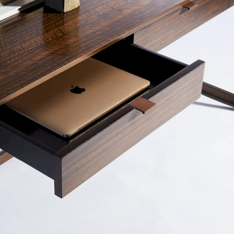 3-Drawer Smoked Eucalyptus Writing Desk