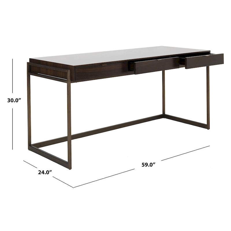 Bureau à 3 tiroirs en eucalyptus fumé