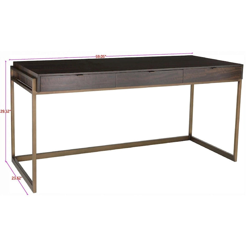 Bureau à 3 tiroirs en eucalyptus fumé