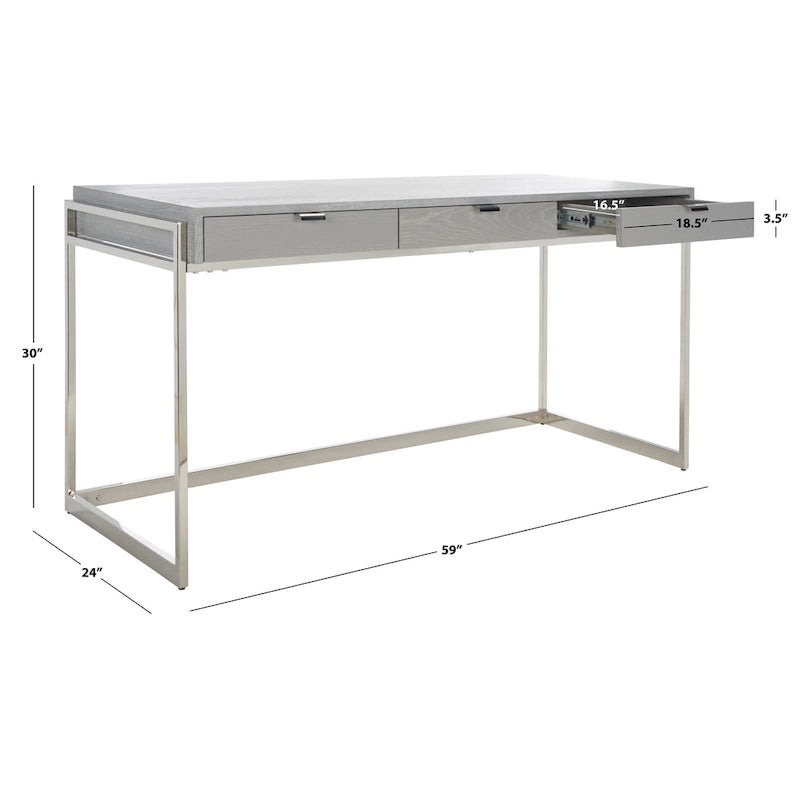 Bureau à 3 tiroirs en eucalyptus fumé