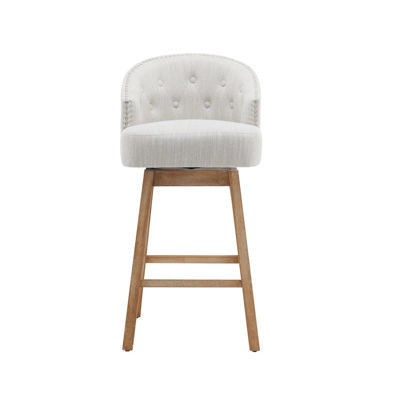 Tabourets de comptoir pivotants rembourrés 33,25 po, ensemble de 2 chaises de bar sans accoudoirs avec structure en bois d'hévéa et repose-pieds
