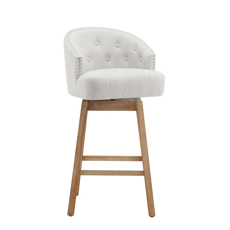 Tabourets de comptoir pivotants rembourrés 33,25 po, ensemble de 2 chaises de bar sans accoudoirs avec structure en bois d'hévéa et repose-pieds