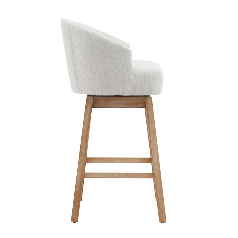 Tabourets de comptoir pivotants rembourrés 33,25 po, ensemble de 2 chaises de bar sans accoudoirs avec structure en bois d'hévéa et repose-pieds