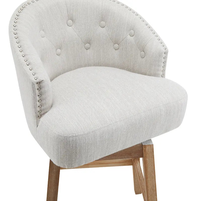 Tabourets de comptoir pivotants rembourrés 33,25 po, ensemble de 2 chaises de bar sans accoudoirs avec structure en bois d'hévéa et repose-pieds