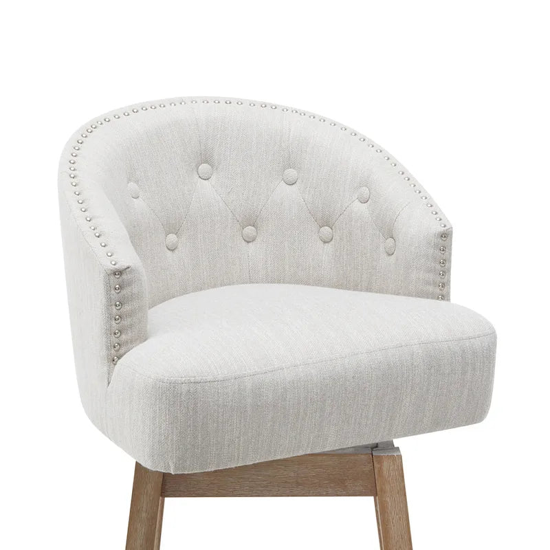 Tabourets de comptoir pivotants rembourrés 33,25 po, ensemble de 2 chaises de bar sans accoudoirs avec structure en bois d'hévéa et repose-pieds