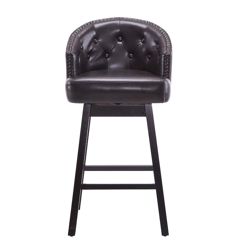 Tabourets de comptoir pivotants rembourrés 33,25 po, ensemble de 2 chaises de bar sans accoudoirs avec structure en bois d'hévéa et repose-pieds