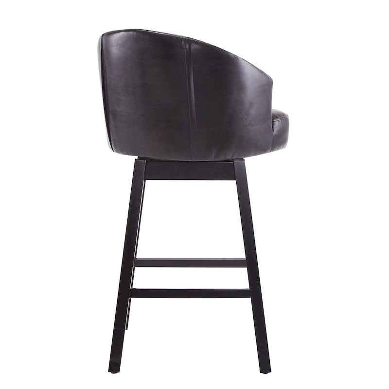 Tabourets de comptoir pivotants rembourrés 33,25 po, ensemble de 2 chaises de bar sans accoudoirs avec structure en bois d'hévéa et repose-pieds