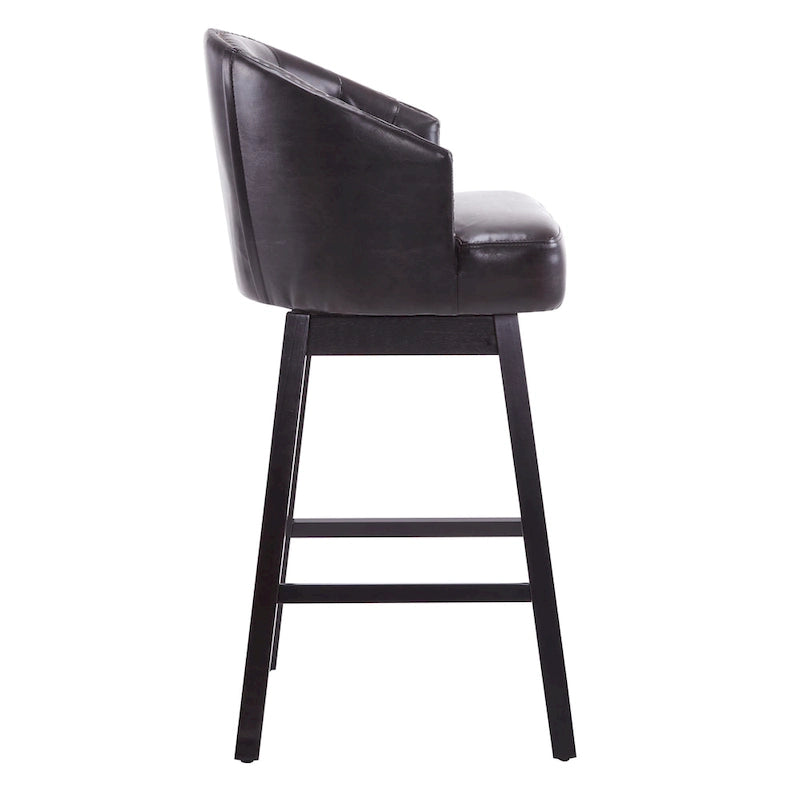 Tabourets de comptoir pivotants rembourrés 33,25 po, ensemble de 2 chaises de bar sans accoudoirs avec structure en bois d'hévéa et repose-pieds