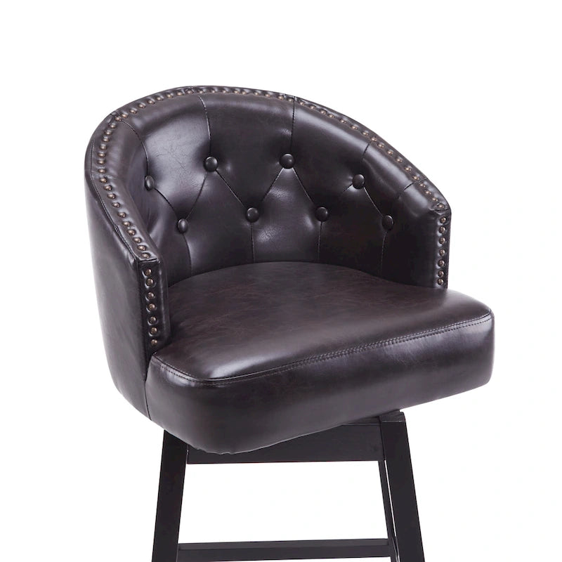 Tabourets de comptoir pivotants rembourrés 33,25 po, ensemble de 2 chaises de bar sans accoudoirs avec structure en bois d'hévéa et repose-pieds