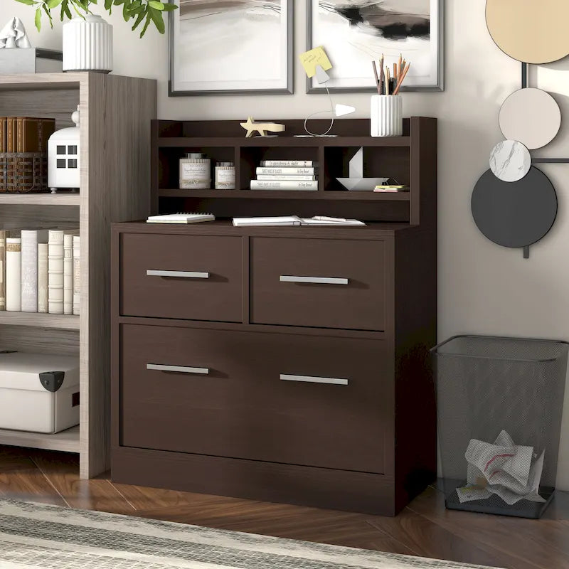 3-Drawer Wood File Cabinet Work Station by