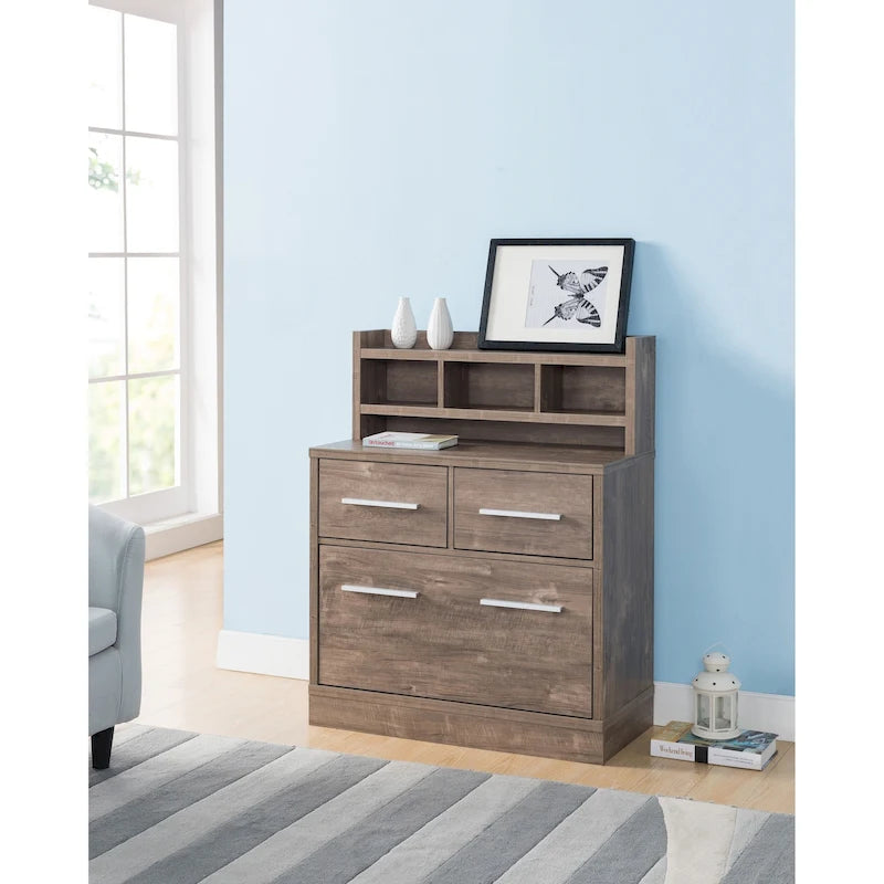 3-Drawer Wood File Cabinet Work Station by