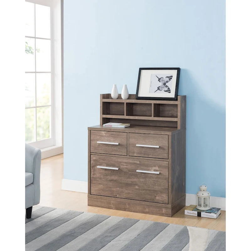 3-Drawer Wood File Cabinet Work Station by