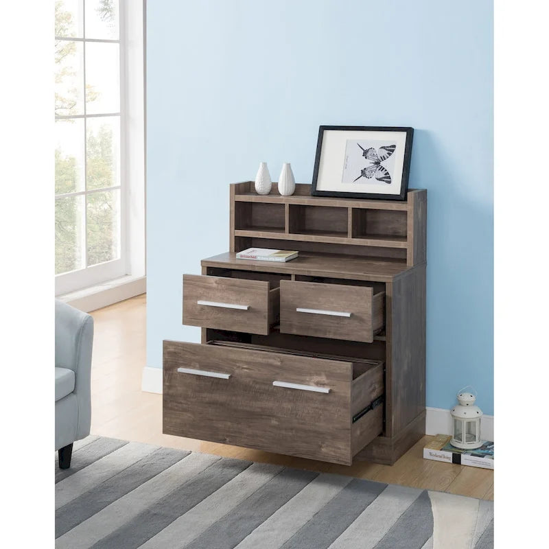 3-Drawer Wood File Cabinet Work Station by