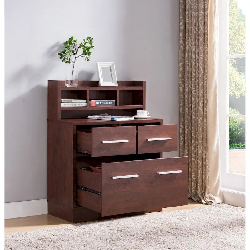 3-Drawer Wood File Cabinet Work Station by