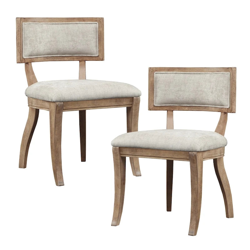Beige/ Light Natural Dining Chair Set of 2