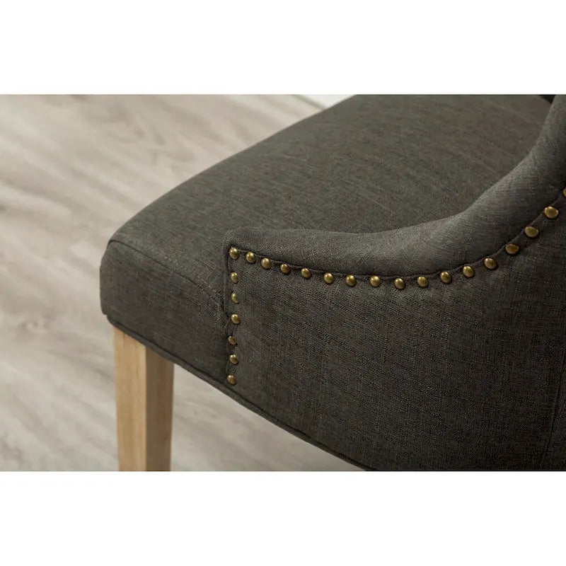 Tufted Solid Wood Silver Nailhead Wingback Hostess Chairs (Set of 2)