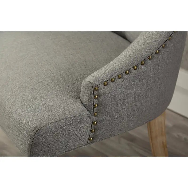 Tufted Solid Wood Silver Nailhead Wingback Hostess Chairs (Set of 2)