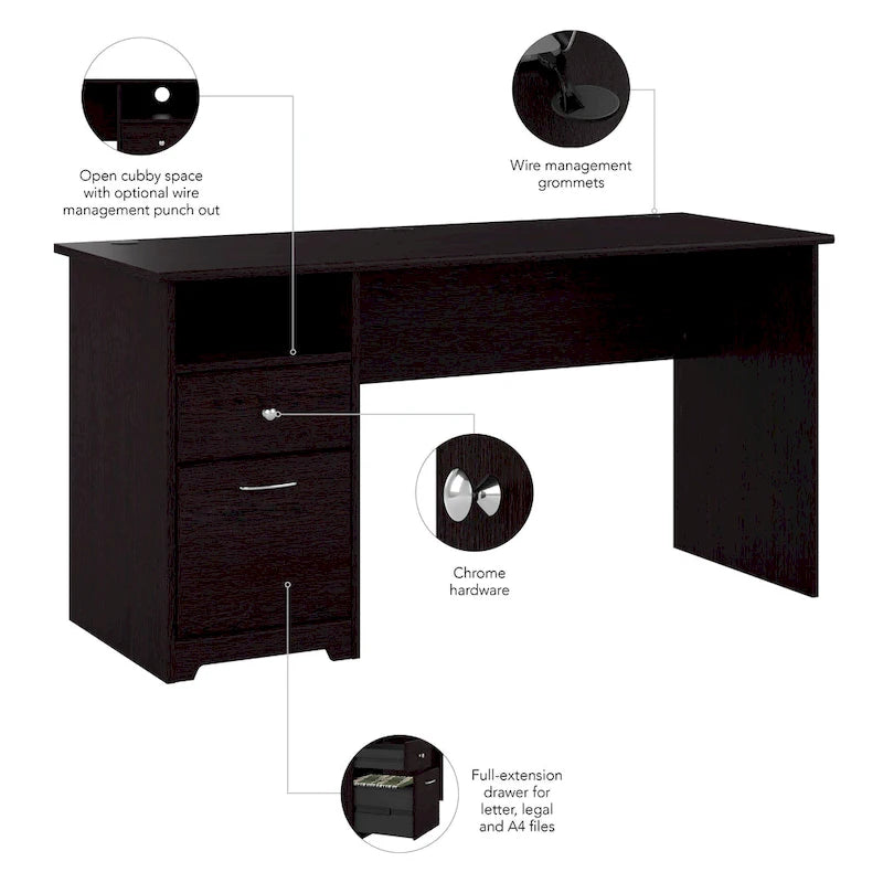 60W Computer Desk with Drawers and Storage