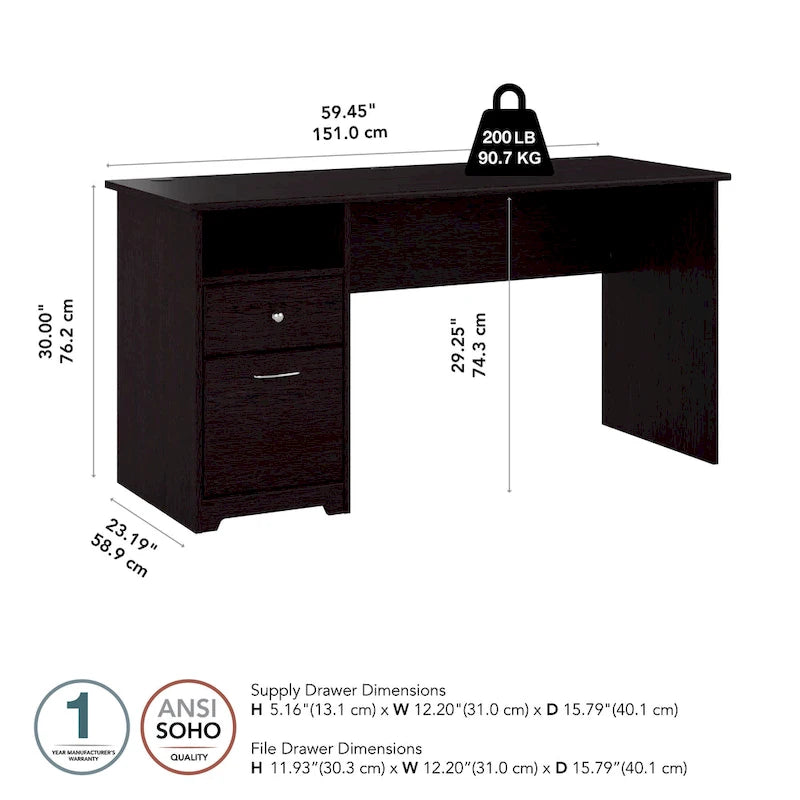 60W Computer Desk with Drawers and Storage