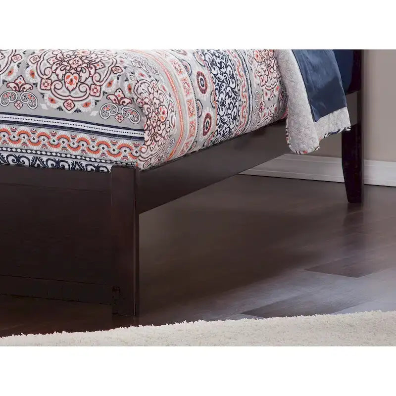 King Platform Bed with Footboard and 2 Drawers in Espresso