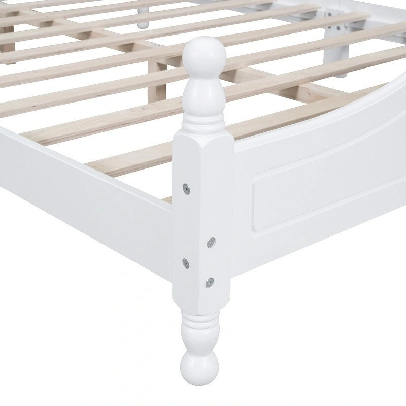 Retro Wood Platform Bed Frame with Wooden Slat Support