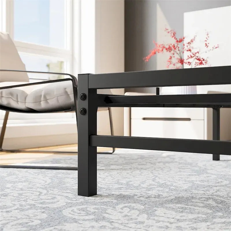 Queen Size Platform Bed Frame with Wooden Headboard, Under Bed Storage