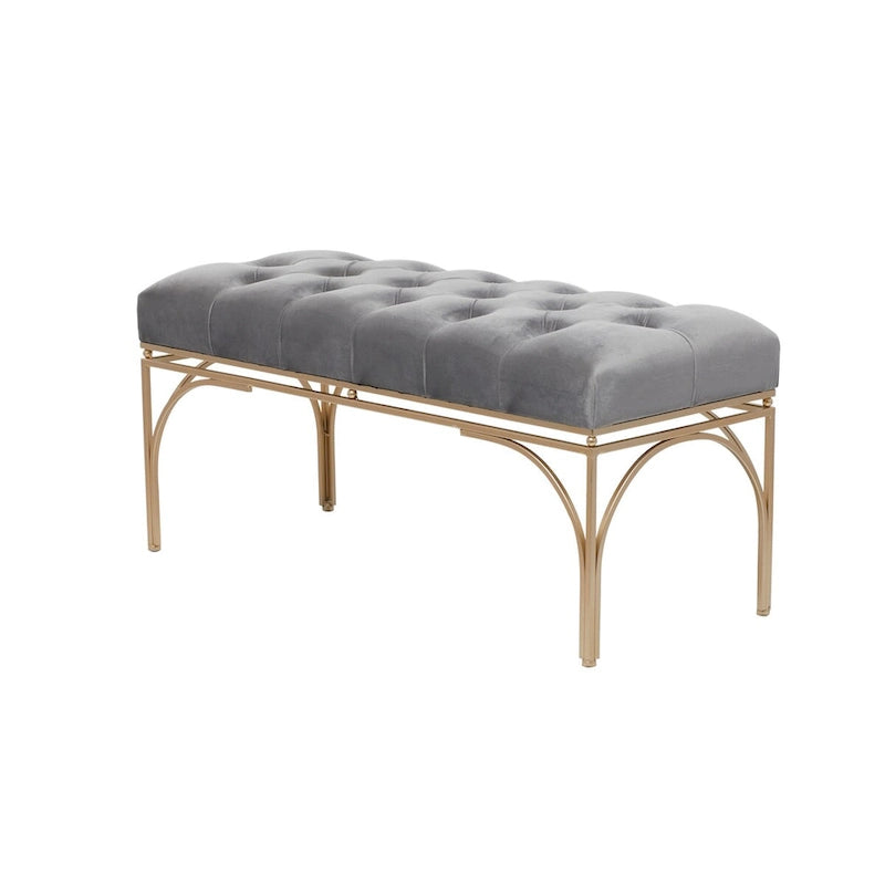 Banc en métal avec assise en velours Gris, Noir ou Blanc