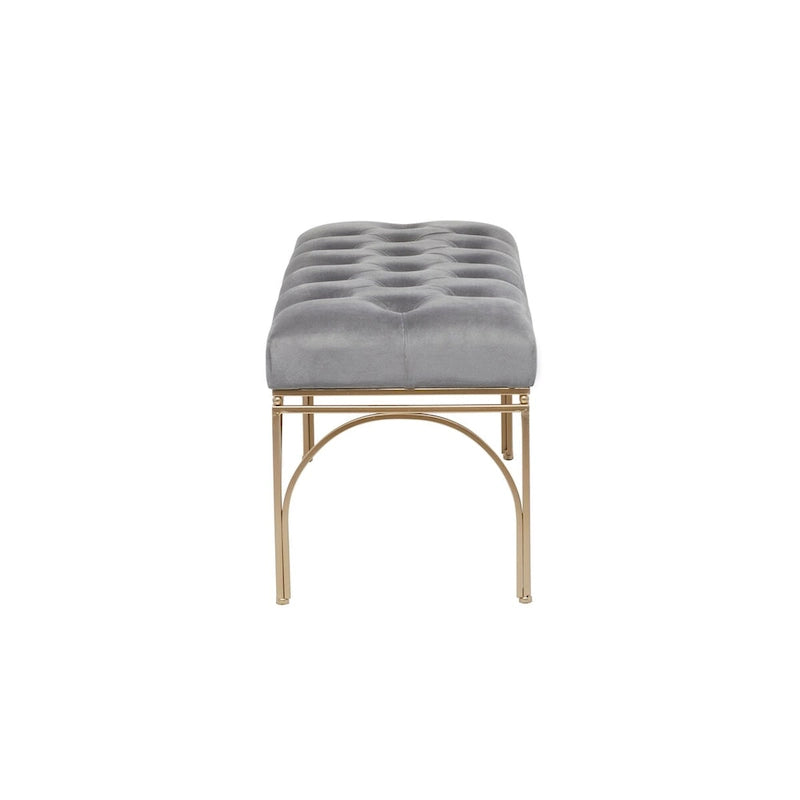 Banc en métal avec assise en velours Gris, Noir ou Blanc