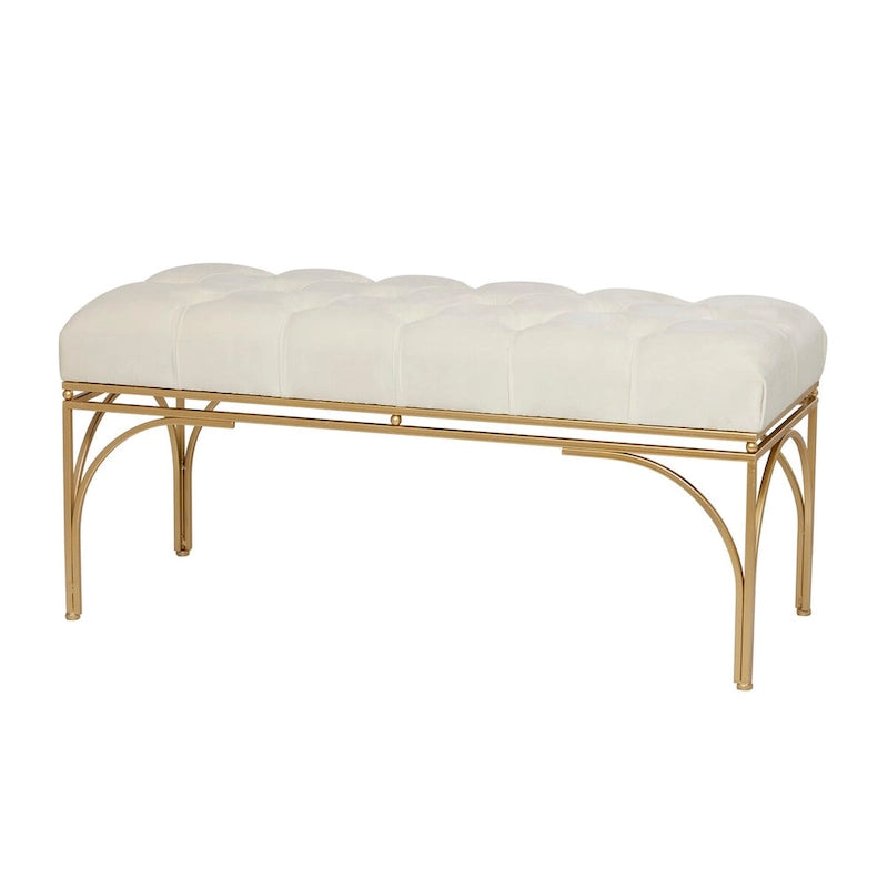 Banc en métal avec assise en velours Gris, Noir ou Blanc