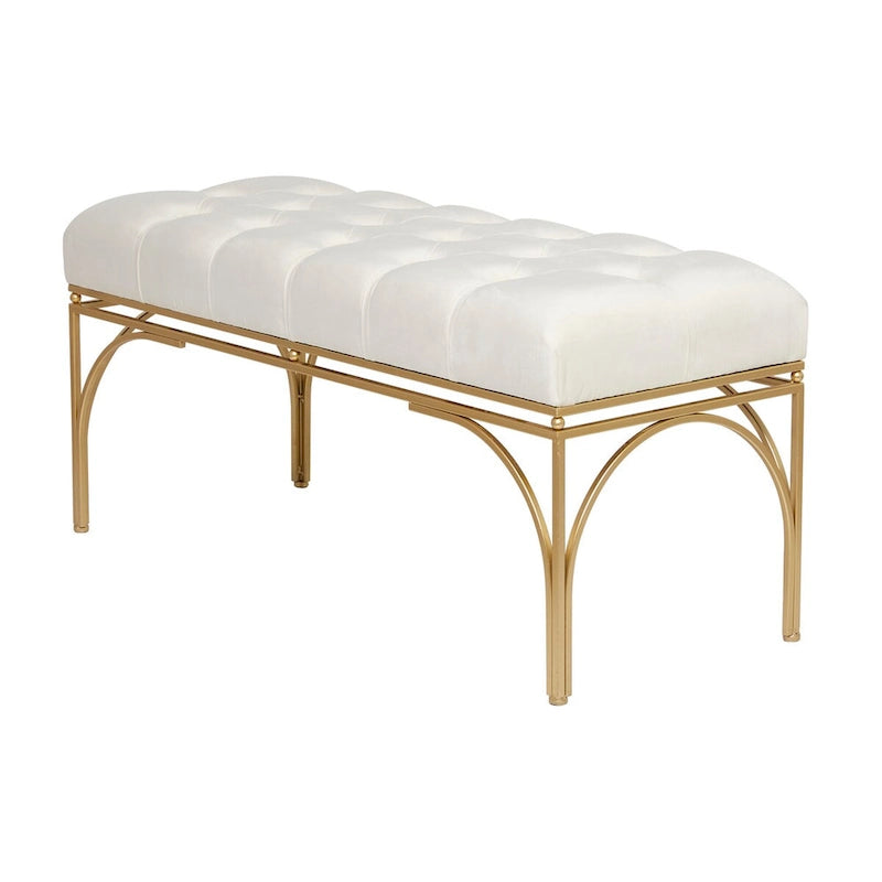 Banc en métal avec assise en velours Gris, Noir ou Blanc