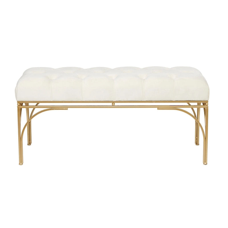 Banc en métal avec assise en velours Gris, Noir ou Blanc