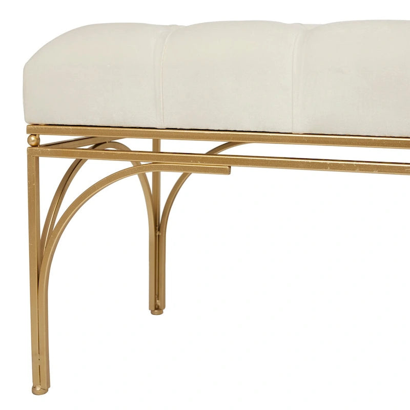 Banc en métal avec assise en velours Gris, Noir ou Blanc