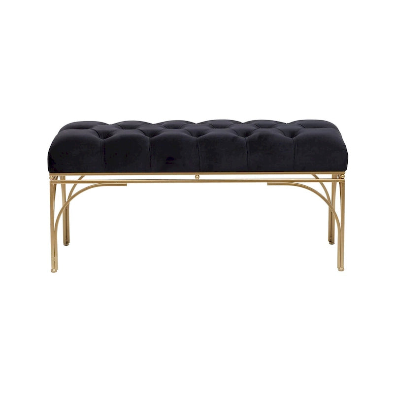 Banc en métal avec assise en velours Gris, Noir ou Blanc