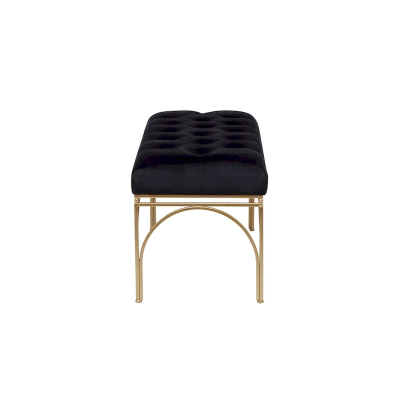 Banc en métal avec assise en velours Gris, Noir ou Blanc