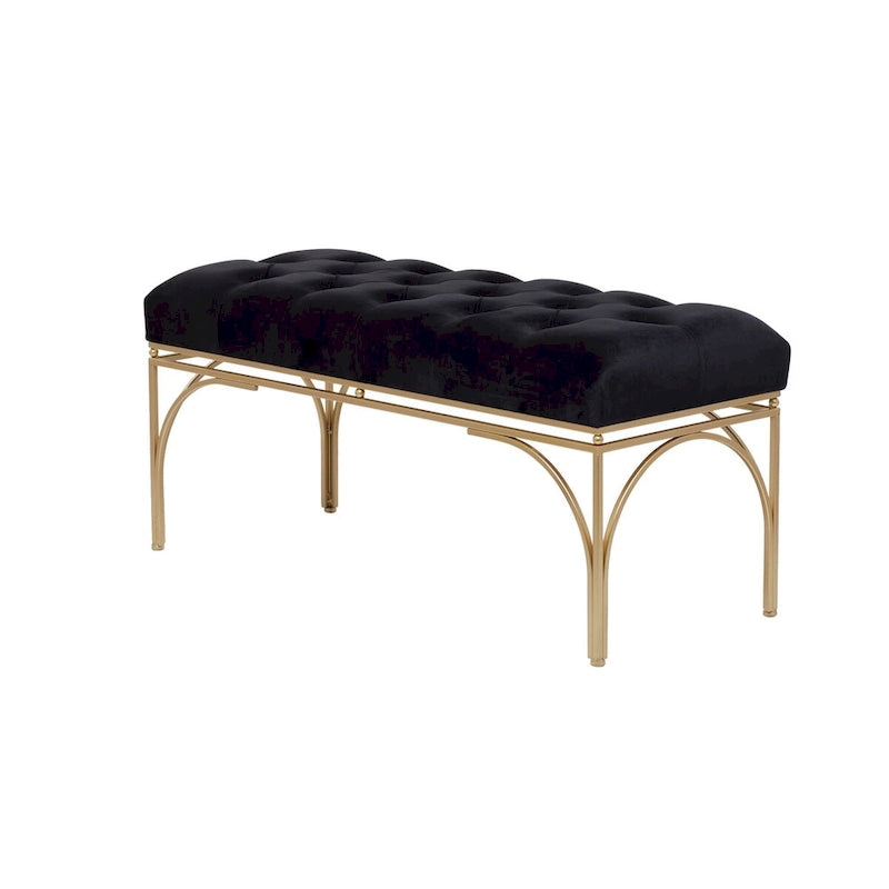 Banc en métal avec assise en velours Gris, Noir ou Blanc