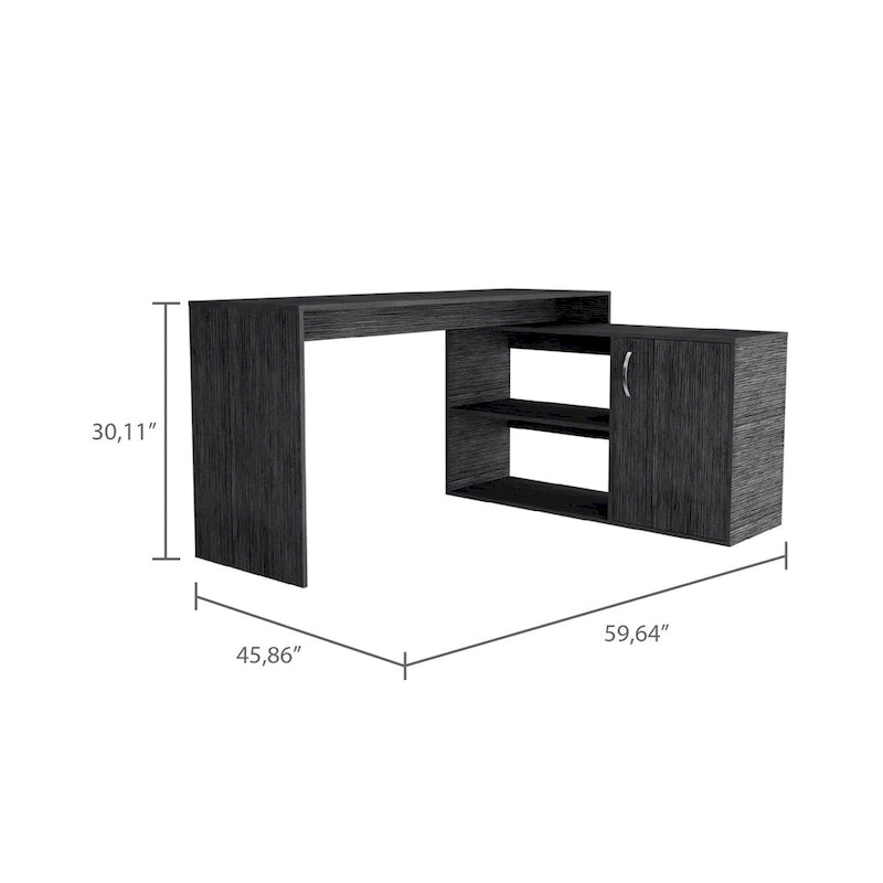 1-Drawer 2-Shelf L-Shaped Office Desk Smokey OakHigh quality and durable