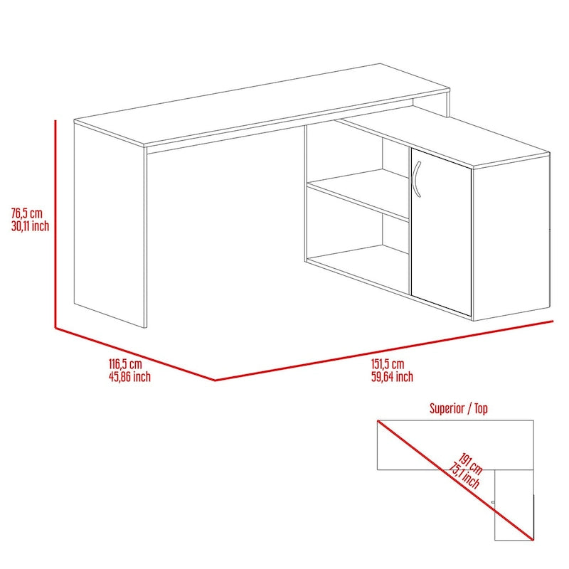 1-Drawer 2-Shelf L-Shaped Office Desk Smokey OakHigh quality and durable