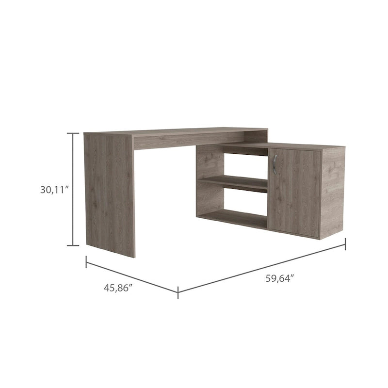 1-Drawer 2-Shelf L-Shaped Office Desk Smokey OakHigh quality and durable